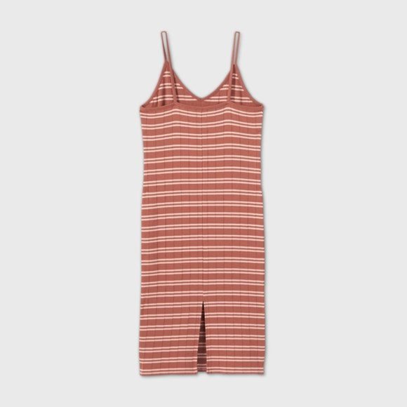 Women's Striped Sleeveless Knit Ribbed Midi Dress - Wild Fable M - Picture 5 of 5